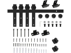 HOMCOM Schiebetürsystem für Doppelte Holztüren 183 x 0,6 x 18 cm
