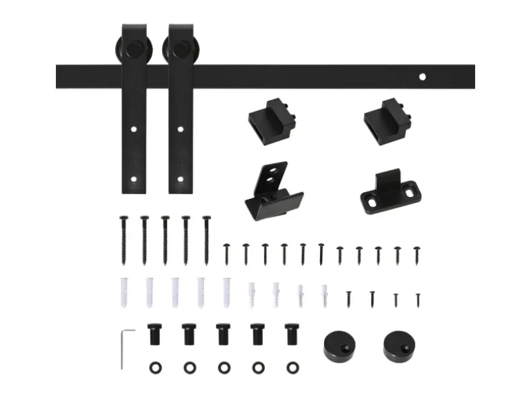 HOMCOM Schiebetürsystem für Holzschiebetür 183 x 0,6 x 18 cm