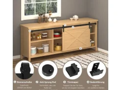 HOMCOM Schiebetürsystem für Holzschiebetür 183 x 0,6 x 18 cm