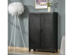 HOMCOM Sideboard mit 2 Verstellbaren Einlegeböden Schwarz 75 x 33 x 110 cm