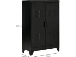 HOMCOM Sideboard mit 2 Verstellbaren Einlegeböden Schwarz 75 x 33 x 110 cm