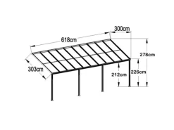 Home Deluxe Terrassenüberdachung Solis Alu 618 x 303 x 226 / 278 cm Weiß