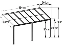 Home Deluxe Terrassenüberdachung Solis Alu 434 x 303 x 226 / 278 cm Anthrazit