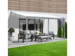 Home Deluxe Terrassenüberdachung Solis Alu 434 x 303 x 226 / 278 cm Weiß