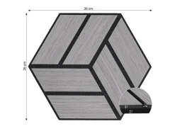 Homestyle4u Akustikpaneele 30 x 26 cm 15 Stück Grau Hexagon Wandpaneele Holz