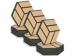Homestyle4u Akustikpaneele 30 x 26 cm 15 Stück Natur Hexagon Wandpaneele Holz