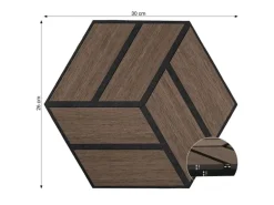 Homestyle4u Akustikpaneele 30 x 26 cm 15 Stück Braun Hexagon Wandpaneele Holz