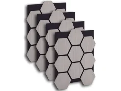 Homestyle4u Akustikpaneele Grau 4 Wandpaneele Holz Hexagon 76 x 62 cm Stück