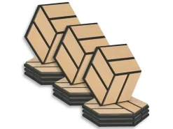 Homestyle4u Akustikpaneele 30 x 26 cm 12 Stück Natur Hexagon Wandpaneele Holz