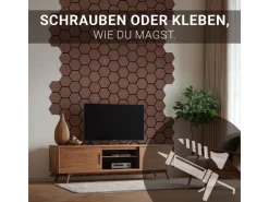 Homestyle4u Akustikpaneele 8 Wandpaneele Holz Hexagon 76 x 62 cm Stück Braun