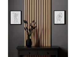 Homestyle4u Akustikpaneele Holz 60x60 cm 2er Set Wandpaneele Paneele 2655