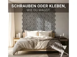 Homestyle4u Akustikpaneele 30 x 26 cm 12 Stück Grau Hexagon Wandpaneele Holz
