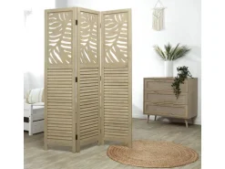 Homestyle4u 3-tlg. Paravent in Braun 120x170 cm 2042