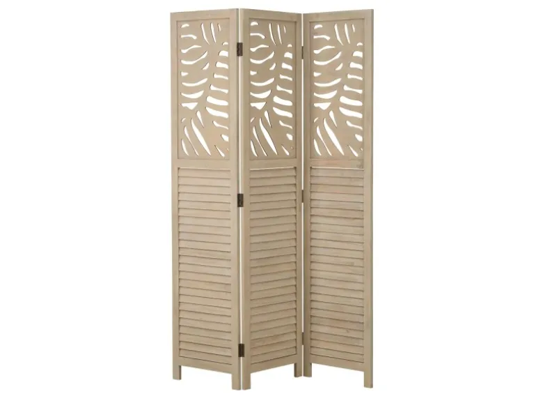 Homestyle4u 3-tlg. Paravent in Braun 120x170 cm 2042