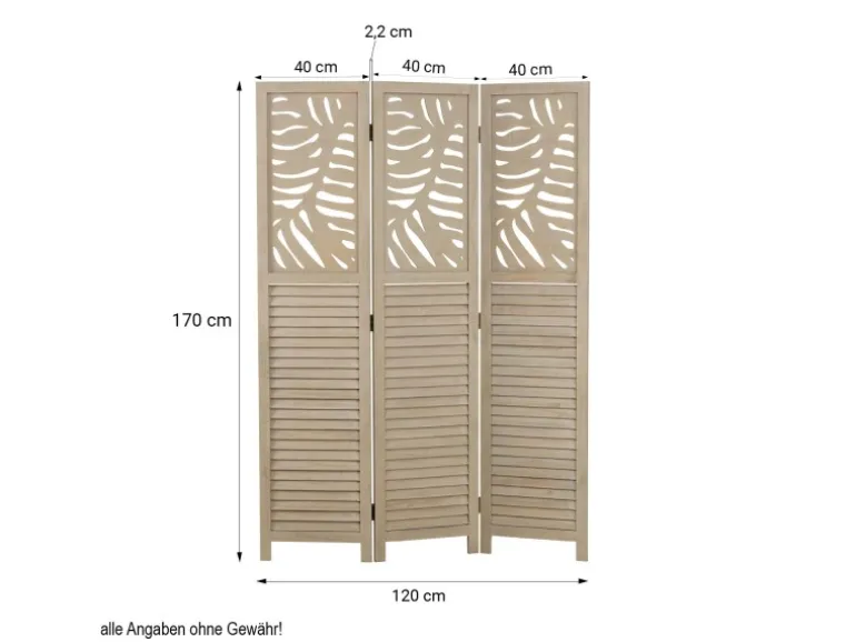 Homestyle4u 3-tlg. Paravent in Braun 120x170 cm 2042