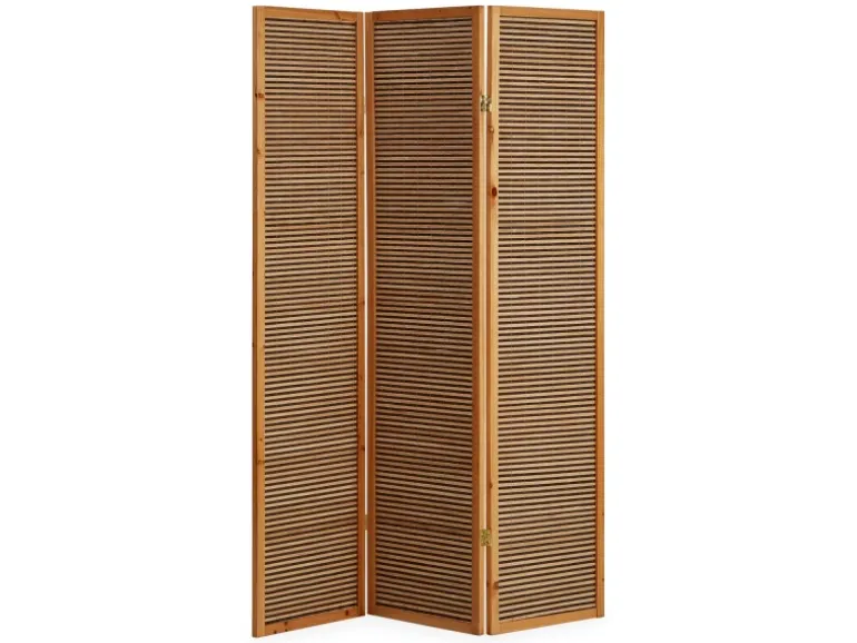 Homestyle4u 3-tlg. Paravent in Braun 132x175 cm 381