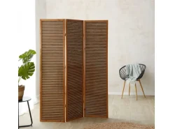 Homestyle4u 3-tlg. Paravent in Braun 132x175 cm 381