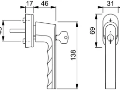 Hoppe Fenstergriff Hamburg Verkehrsweiß abschließbar