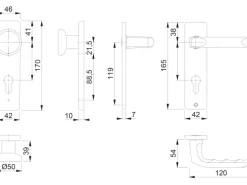 Hoppe Kurzschild-Wechselgarnitur London PZ 37 mm - 42 mm Alu Natur