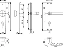 Hoppe Langschild-Wechsel-Garnitur Birmingham Aluminium Wohnungsabschluss-Türen