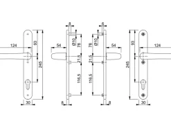 Hoppe Profiltür-Garnitur Griff/Griff Tokyo Alu Natur PZ-92