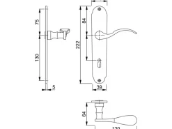 Hoppe Schild-Garnitur Caracas Messing Brüniert BB