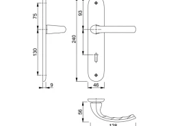 Hoppe Schild-Garnitur Tokyo Alu Natur OB