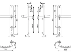 Hoppe Schmalschild-Türgriff-Garnitur Lima Aluminium Schwarz/Weiß
