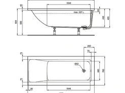 Ideal Standard Körperform-Badewanne Connect Air 160 cm x 70 cm Weiß