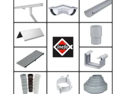 Inefa Dachrinnen Set PVC 2m NW 68 Kastenrinne Spielhaus Grau