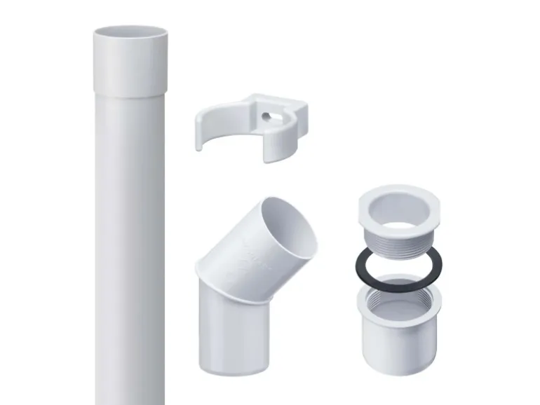 Inefa Fallrohr Set PVC 2m DN 50 Weiß Optimale Dachentwässerung