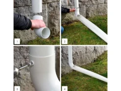 Jardinion Klappbare Fallrohrverlängerung 9 x 150cm für Dachentwässerungssysteme Weiß