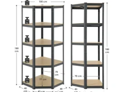 Juskys Eckregal Lagerregal Corner Basic 180 x 70 x 40 cm in Grau
