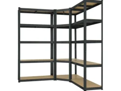 Juskys 3er Regalsystem 1 Corner und 2 Basic Insgesamt 15 Böden mit 2625 kg Tragkraft Grau