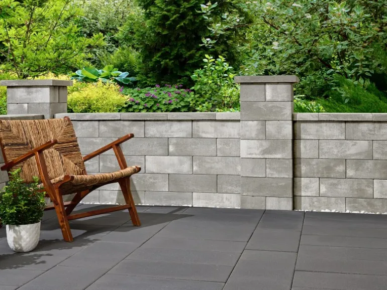 Kann Lindeza-Mauer Halbstein 20 cm x 20 cm x 15 cm Grau-Alpin