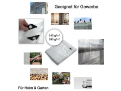 KARAT Abdeckplane Leno Extra Reißfest Wasserdicht mit Ösen 140 g/m² Weiß 3 x 4 m