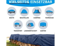 Karat Abdeckplane Wasserdichte Plane mit Ösen Schutzplane 140 g/m² 10 x 15 m Blau