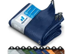 Karat Abdeckplane Wasserdichte Plane mit Ösen Schutzplane 140 g/m² 10 x 15 m Blau