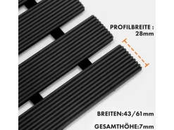 KARAT Antibakterielle Fußmatte mit Drainagefunktion nach Maß Schwarz 43 x 100 cm