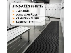 KARAT Antibakterielle Fußmatte mit Drainagefunktion nach Maß Schwarz 43 x 100 cm