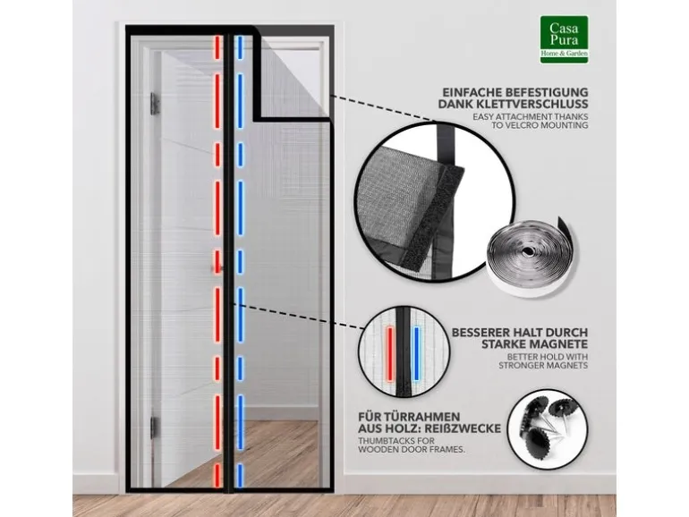 KARAT Fliegengitter Johnny Gestreift Klebemontage Klettverschluss 100 x 200 cm