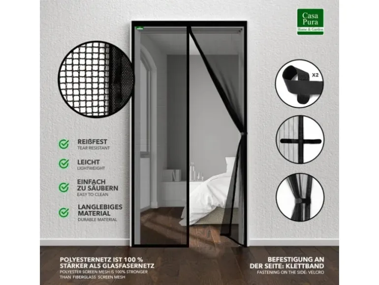 KARAT Fliegengitter Johnny Gestreift Klebemontage Klettverschluss 100 x 210 cm