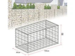 KARAT Gabionenkorb Lenox Steinkorb Zaun Sichtschutz Verzinkt 100 x 50 x 50 cm