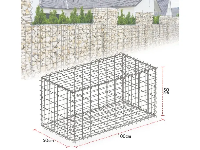 KARAT Gabionenkorb Lenox Steinkorb Zaun Sichtschutz Verzinkt 100 x 50 x 50 cm
