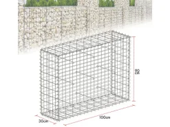KARAT Gabionenkorb Lenox Steinkorb Zaun Sichtschutz Verzinkt 100 x 90 x 30 cm