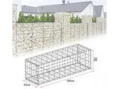 KARAT Gabionenkorb Lenox Steinkorb Zaun Sichtschutz Verzinkt 100 x 30 x 30 cm