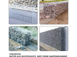 KARAT Gabionenkorb Lenox Steinkorb Zaun Sichtschutz Verzinkt 100 x 30 x 30 cm