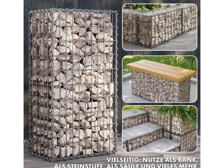 KARAT Gabionenkorb Lenox Steinkorb Zaun Sichtschutz Verzinkt 100 x 50 x 30 cm