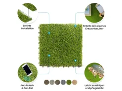 Karat Klickfliese Gras-Design - Wetterbeständige Terrassenfliese - 30 x 30 cm