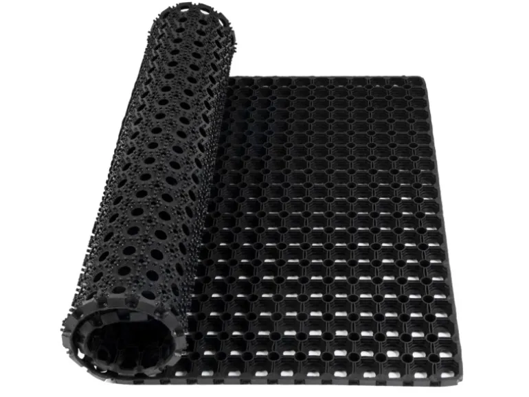 KARAT Ringgummimatte Octo Door - Recyclebare Gummiringmatte Wabenmatte Schwarz - 100 x 700 x 2,3 cm